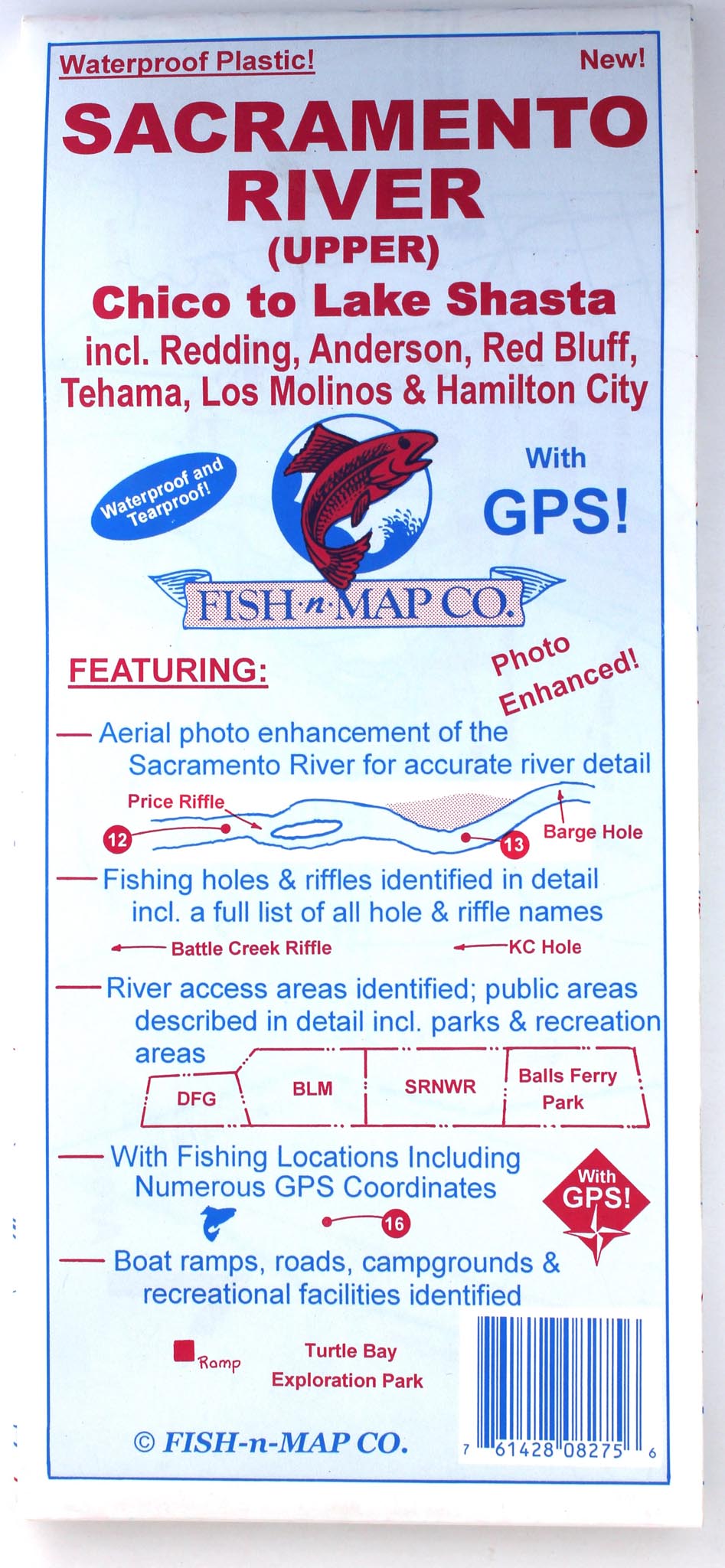 Sacramento River Upper Lk Shasta/Chico N California Map