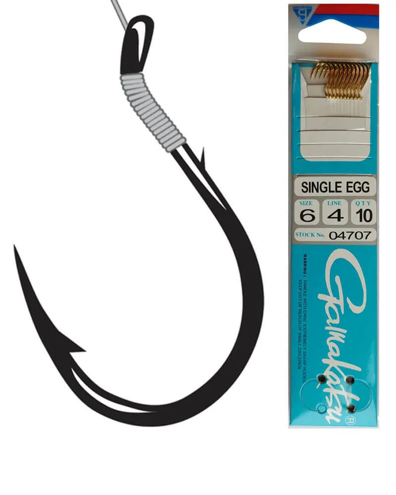 Gamakatsu Single Egg Red Hooks Snelled