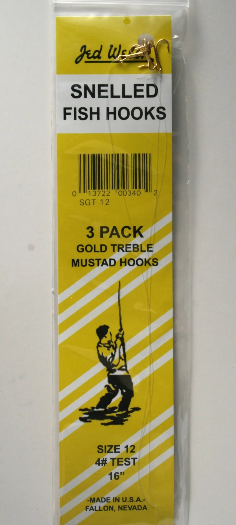 Jed Welsh Snelled Gold Treble Hooks