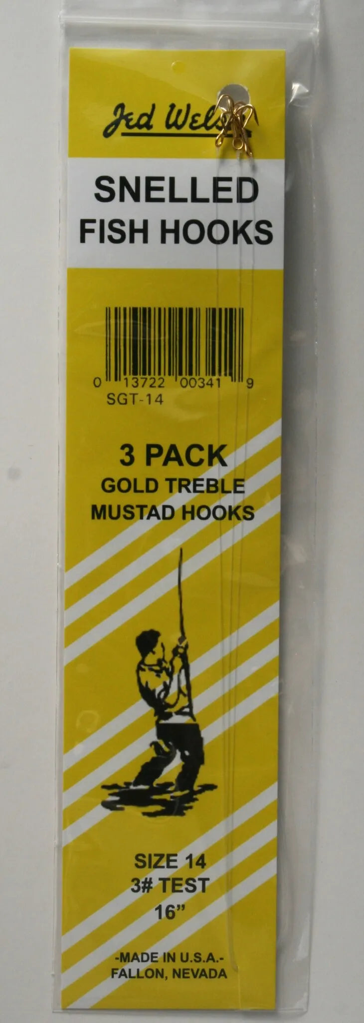 Jed Welsh Snelled Gold Treble Hook