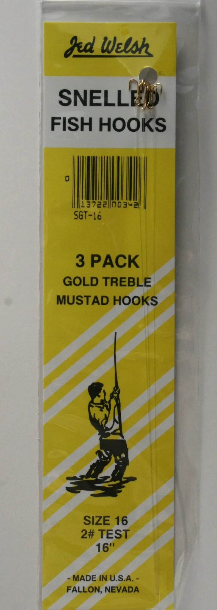 Jed Welsh Snelled Gold Treble Hook